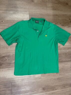 Authentic Masters Embroidered Green Polo Shirt - Men's Classic Fit